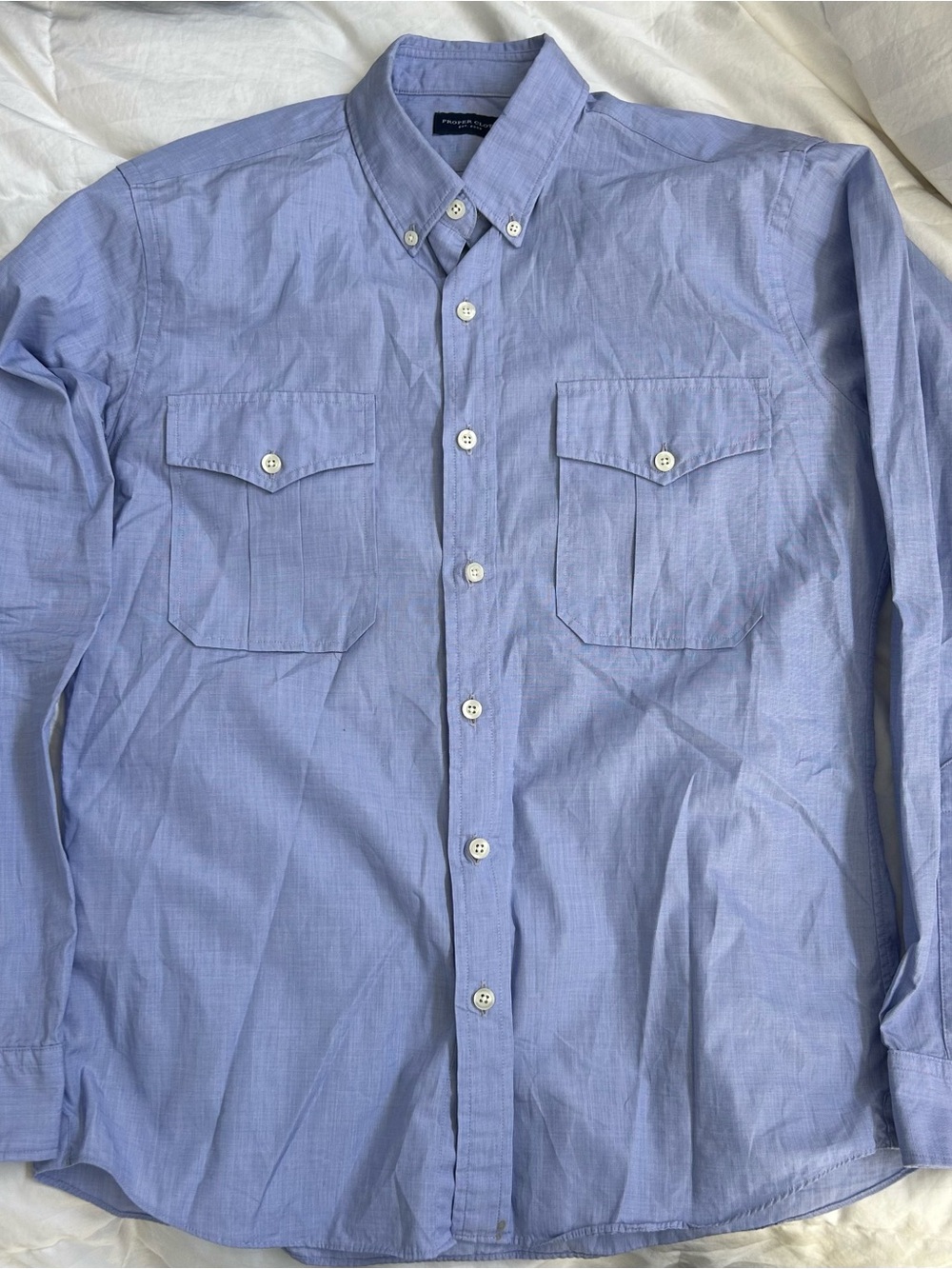 Proper cloth Mens small w broad chest Button-Down Casual Shirt in periwinkle